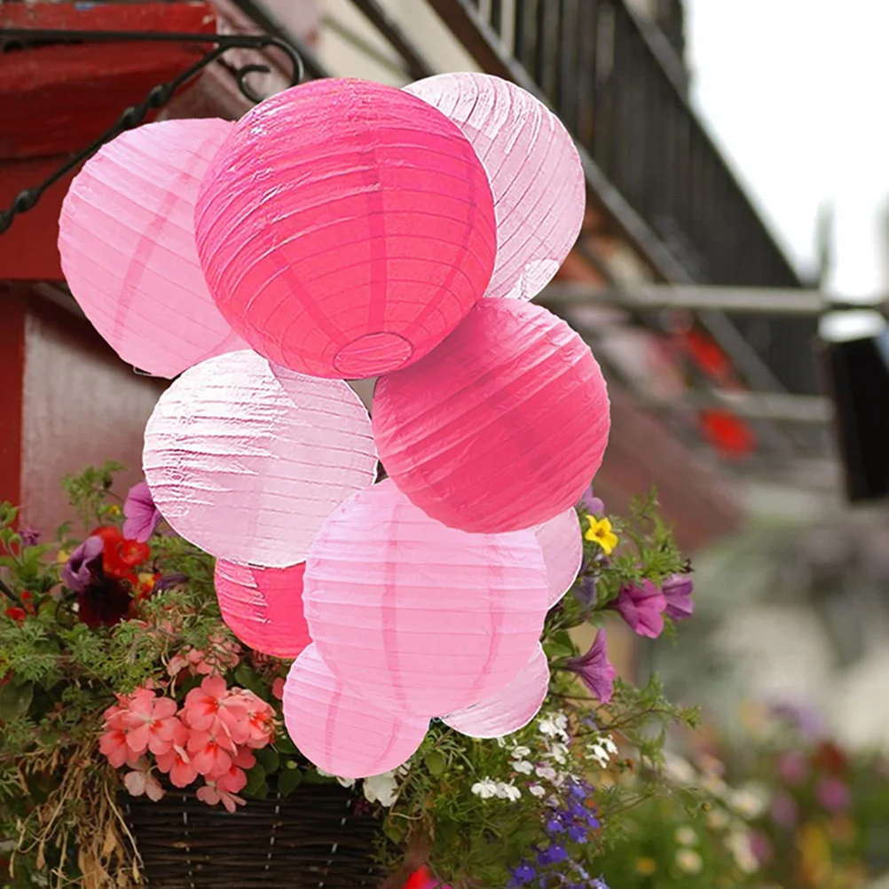 

12pcs Paper Lantern Set Round Style Party Decorations Hanging Wedding Home Holiday Festive Atmosphere