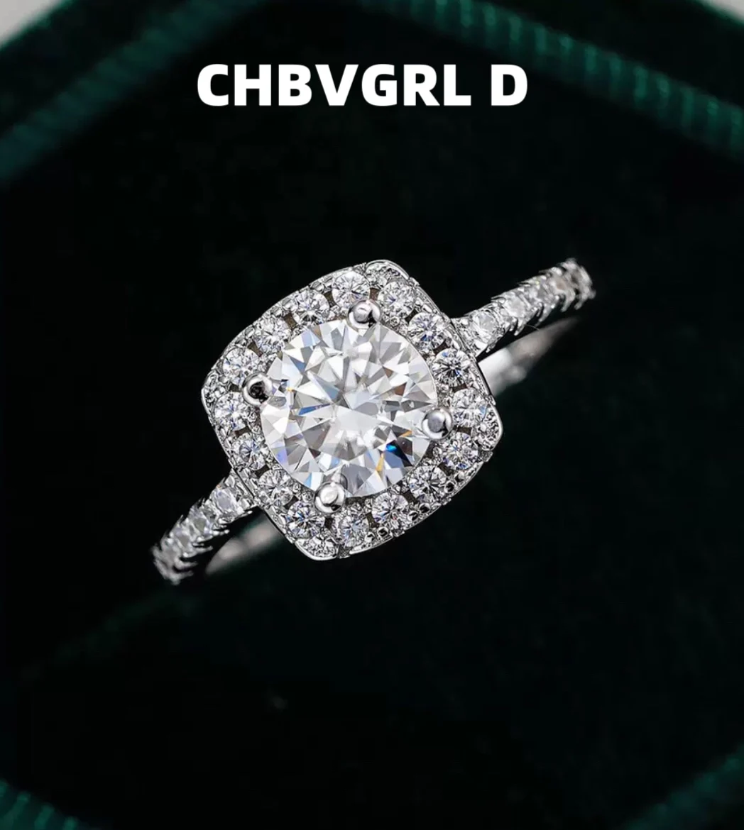 

[Fancy sugar] Moissanite ring s925 sterling silver plated with pt950 gold 1 carat ring four claws luxury square bag ring