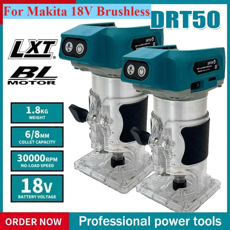 

For Makita DRT50Z 30000RPM Brushless Cordless Laminate Trimmer 18V Carpenter Lithium Tools DRT50ZJX9 Electric Trimmer Woodworker