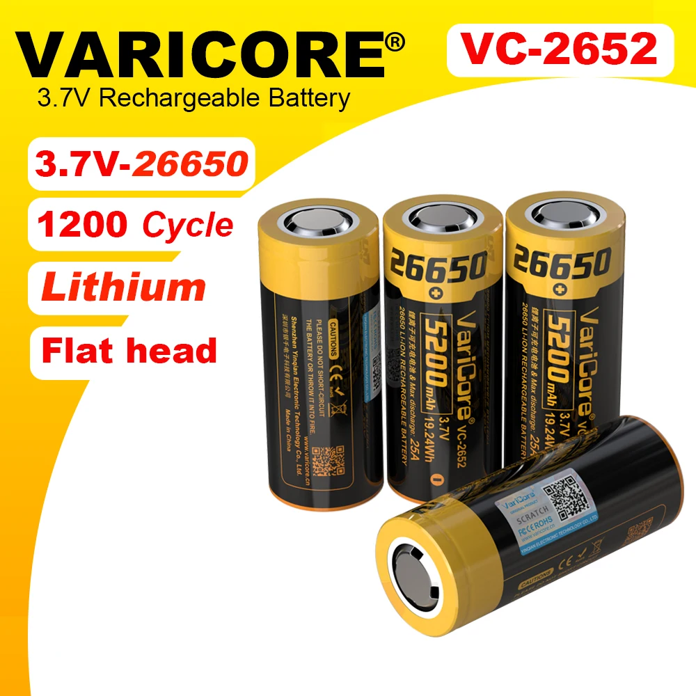 1-10 Chiếc Liitokala LII-51S 26650 20A Sạc Pin Lithium 26650A , 3.7V 5100mA. Thích Hợp Dùng Cho Đèn Pin