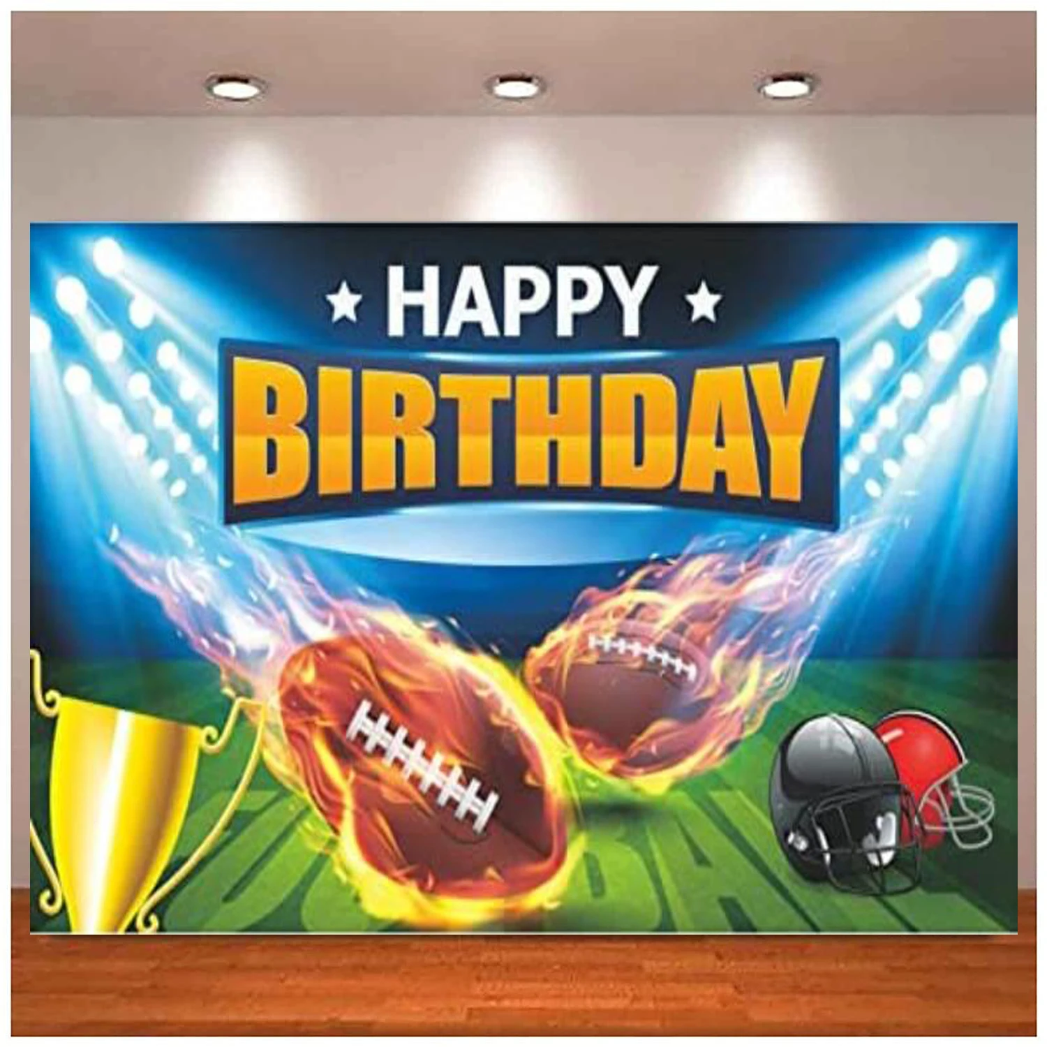 

Happy Birthday Banner Gift Photography Backdrop Large Sports Rugby Football Birthday Party Background Decor Poster Supplies