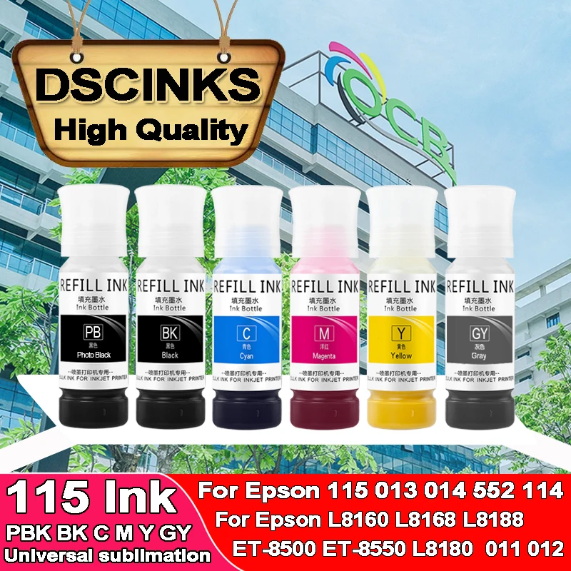 115 Refill Sublimation Ink kit 85ml Set For Epson L8160 L8168 L8188 ET-8500 ET-8550 L8180 for Epson 115 013 014 552 114 011 012