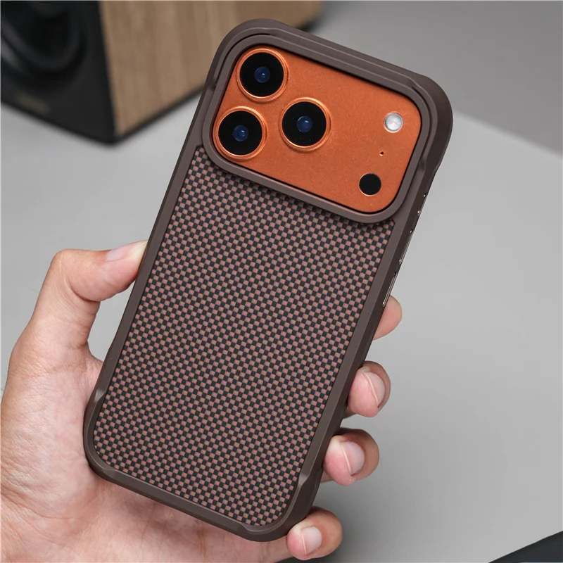 

Luxury Lattice Woven Magnetic Magsafe Case For iPhone 17 16 17Pro 17Pro Max Matte Wireless Charging Hard Shockproof Back Cover