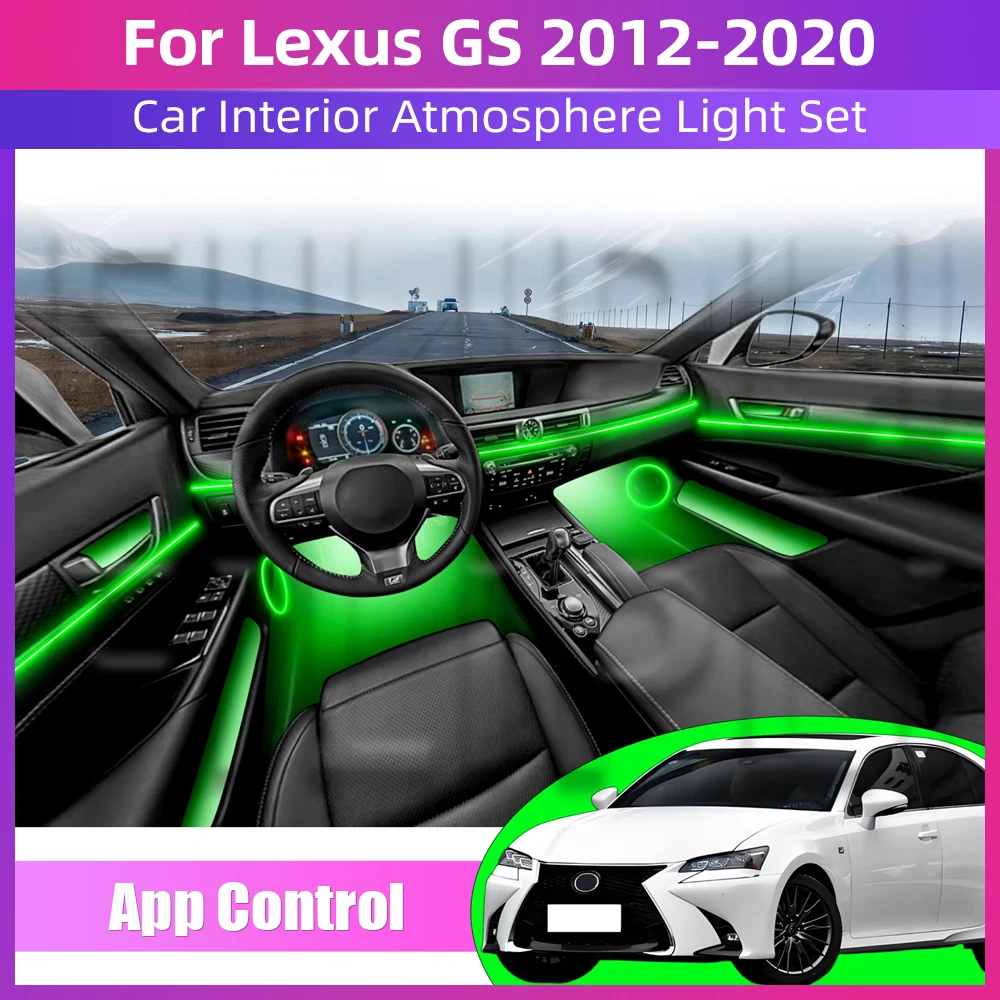 

Светодиодная подсветка Symphony Streamer для Lexus GS 2012-2020, 64 цвета RGB, неоновая акриловая лента, комплект для создания атмосферного освещения в салоне.