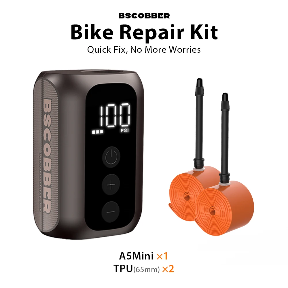 BSCOBBER Tragbarer Reifenfüller Wiederaufladbar Kabellos A5mini Fahrradluftpumpe 700c TPU Fahrradschlauch Fahrradzubehör