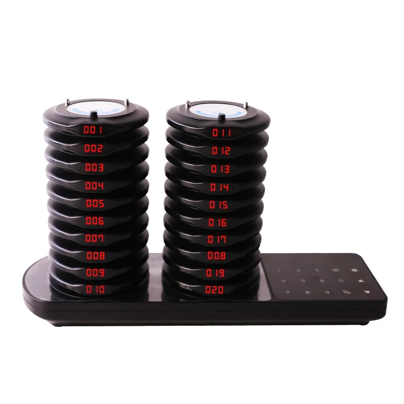 Wireless 20-Buzzer Quiz Restaurant Queue Management System Guest Coaster Pager Call Wireless Calling System for Waiters