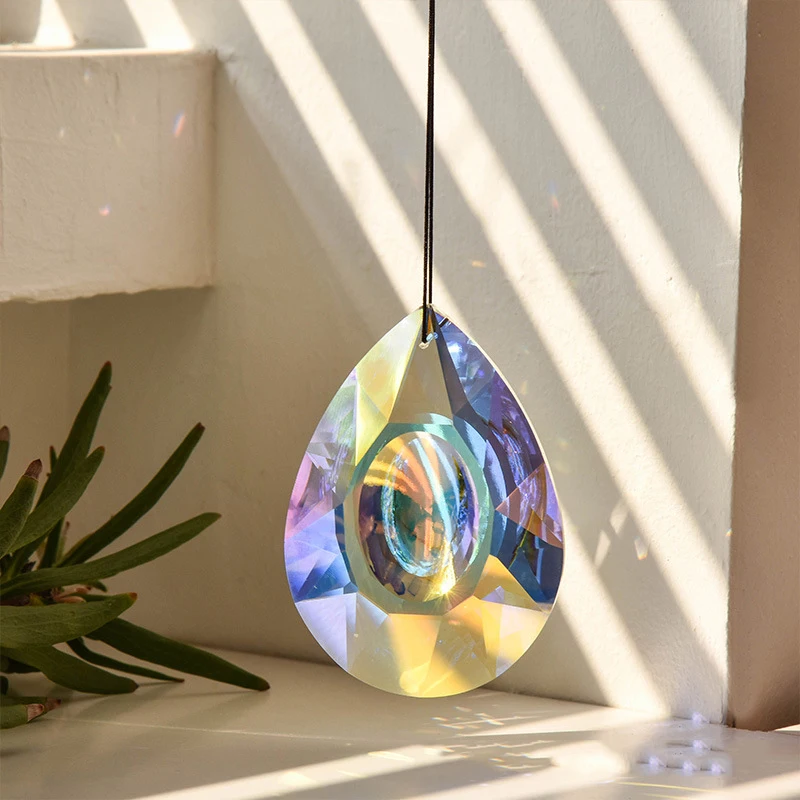 New Double Sided Dazzling Dragon Eye Crystal Glass Pendant Suncatcher Prism Windows Decorative Hanging Rainbow Maker Toy Gifts