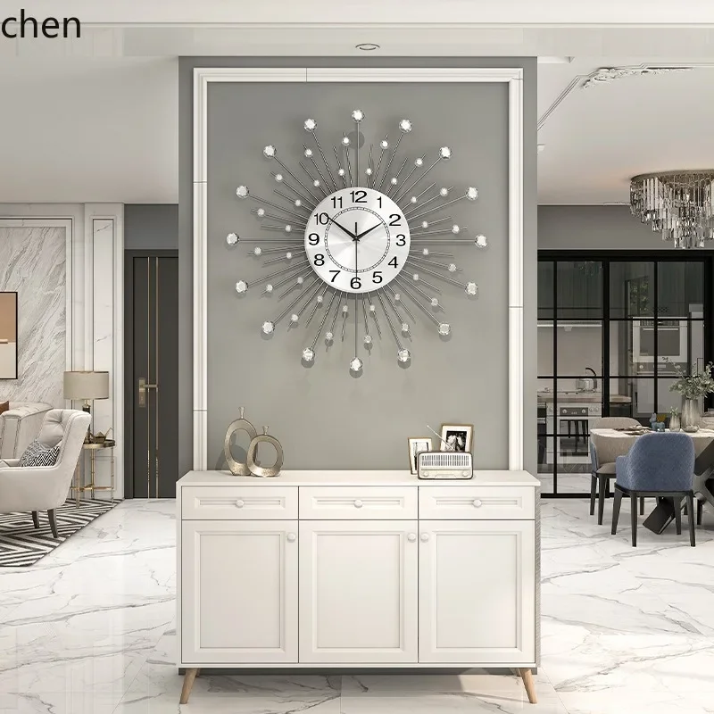 V8 Iron Art Wall Clock for Living Room, High-end Creative Starry Sky Round Clock, Home Decorative Wall Clock