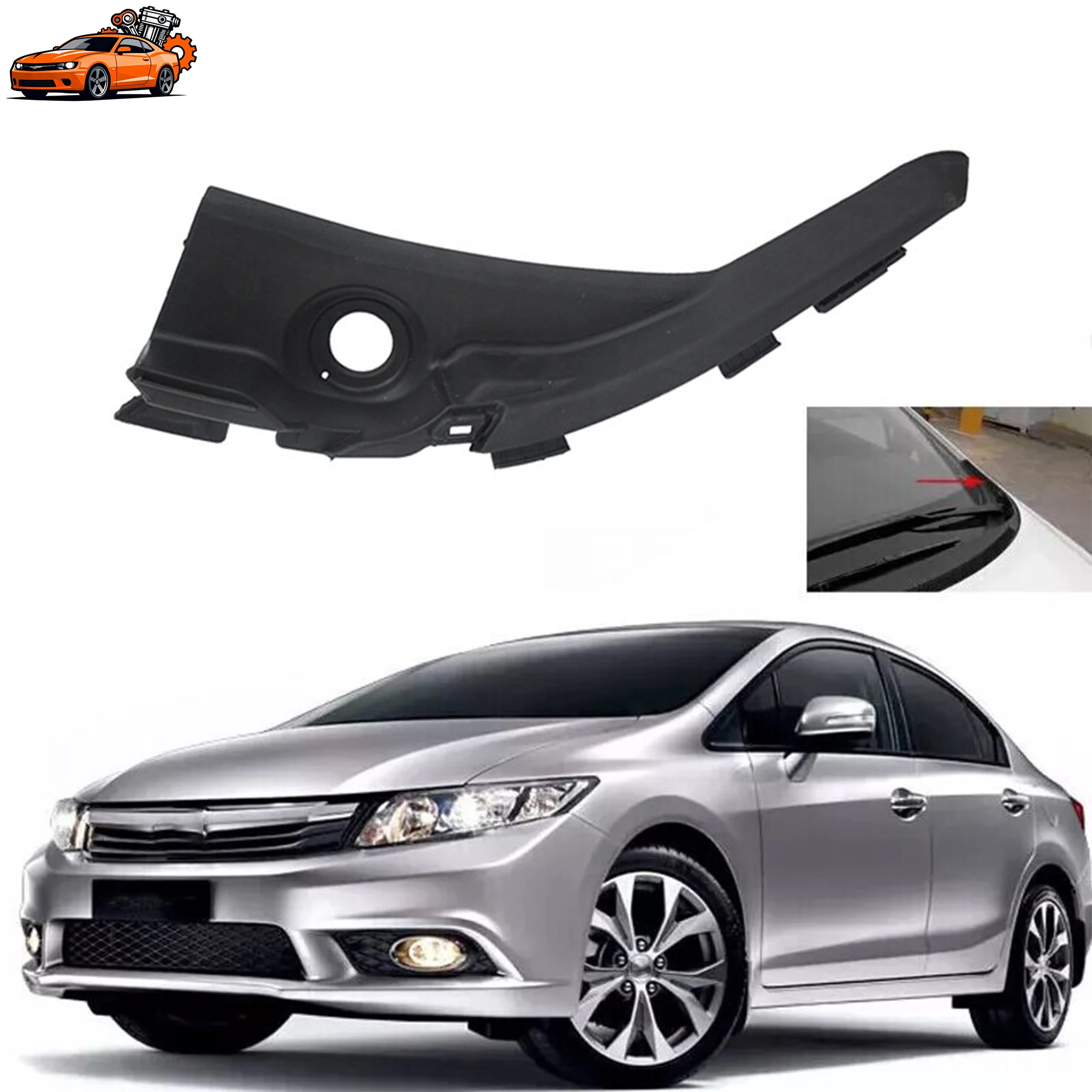 Auto-Frontscheibenwischer-Abdeckung Seitenverkleidung Eckersatzteil für Honda Civic 9. Generation 2012-2015 74220TR0A00 74210TR0A00