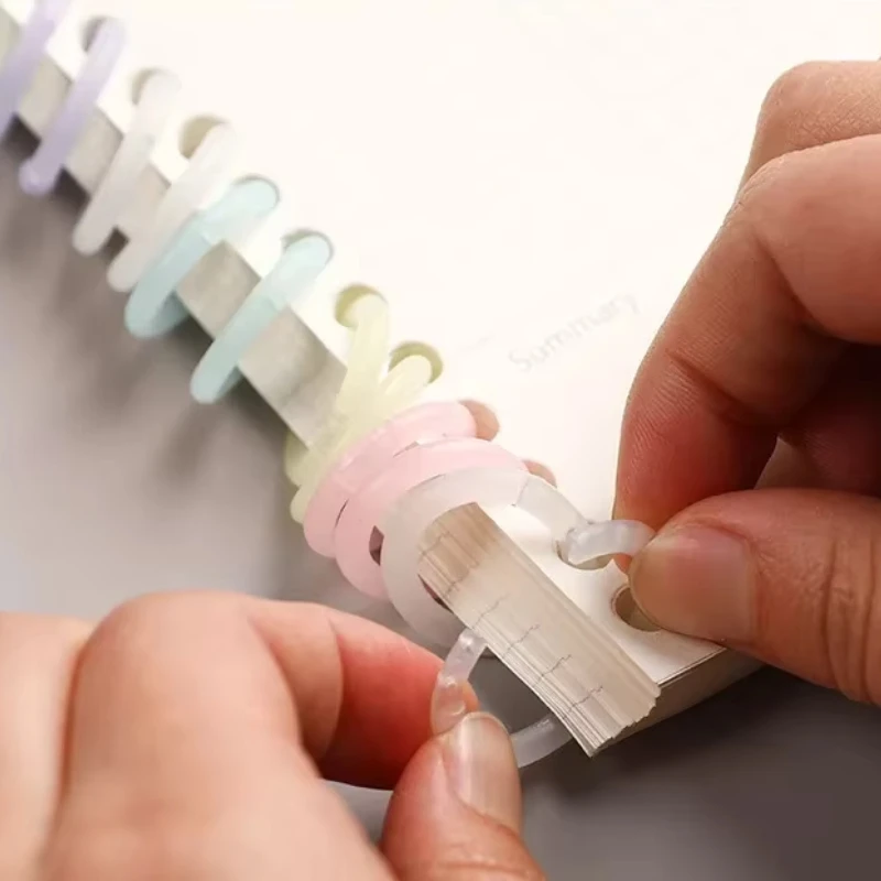 20Pcs/box Color Translucent Plastic Binder Ring Coil Notebook Photocard Collection Book Album DIY Loose Leaf Binder Clip Rings