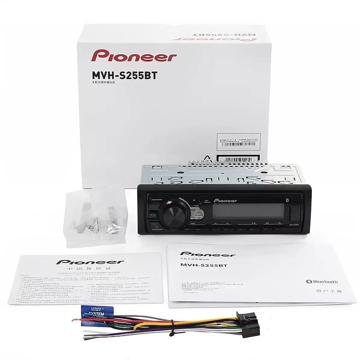 Pioneer MVH-S255BT Single DIN Bluetooth Stereo In-Dash Player USB MP3 100W Auxiliary AM/FM Radio Smartphone Compatible & Spotify