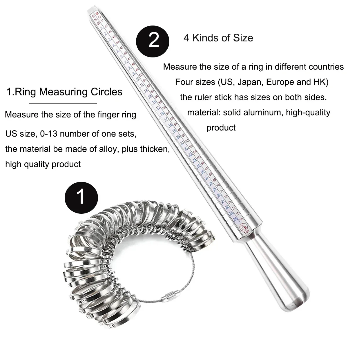 Profissional Jóias Ferramentas Set, Anel Mandrel Stick, Dedo Gauge, Sizer Medição, DIY Tamanho Equipamentos, EUA, HK, Euro