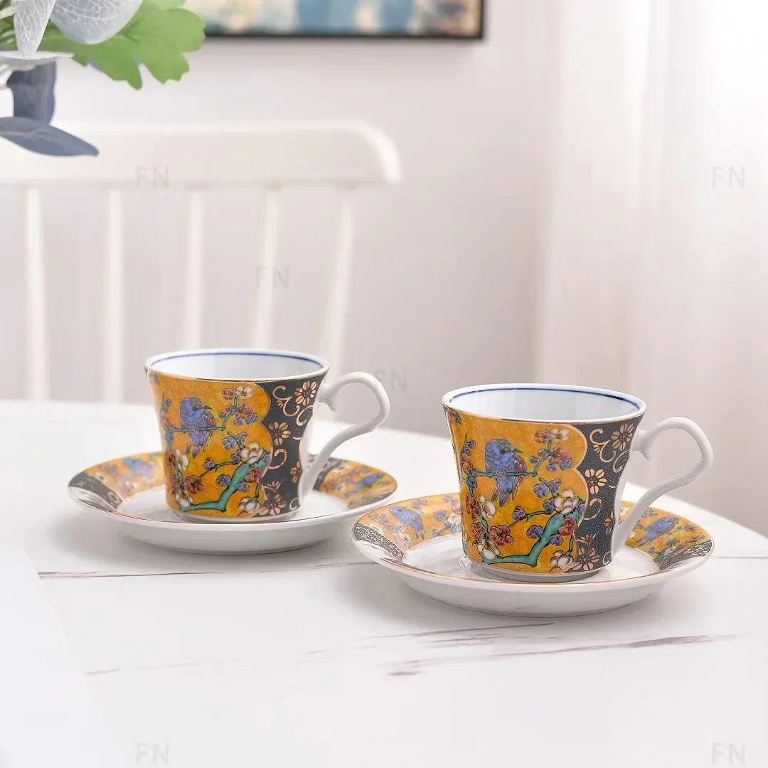 Coffee Set Afternoon Tea Home Luxury Black Tea Cup Peony Double Cup Saucer Zhengfeng Double Saucer Gift Box Coffee Mugs