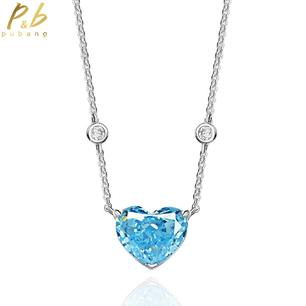 

PuBang Fine Jewelry 925 Sterling Silver Pendant Necklace 4 Color Gemstone Created Moissanite for Women Party Gifts Drop Shipping