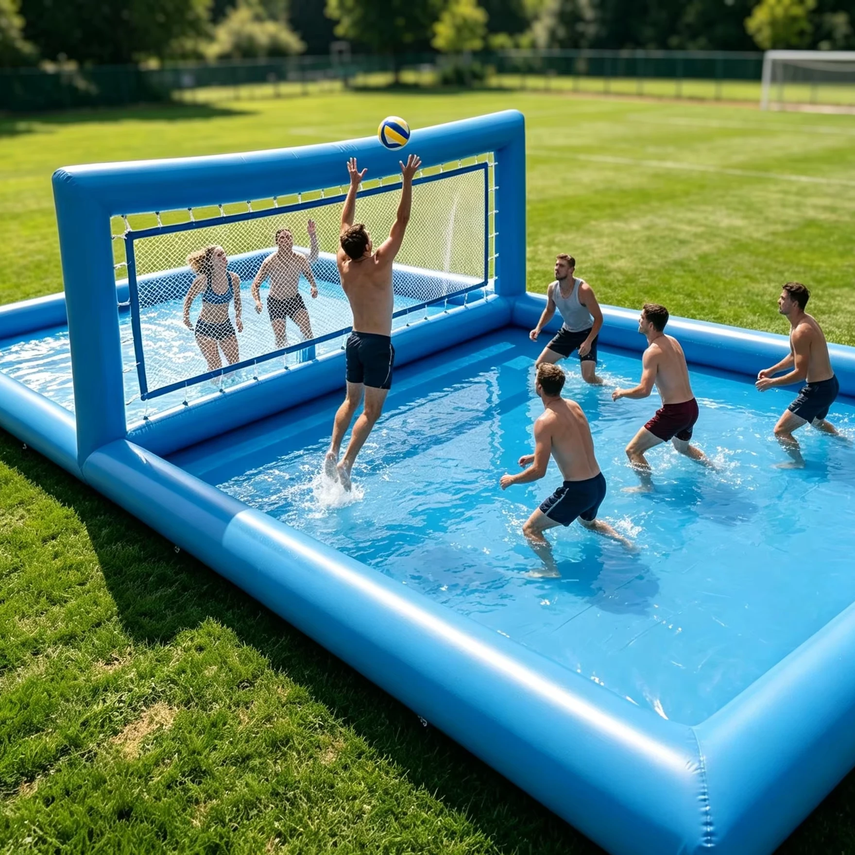 Customizable Inflatable Water Volleyball Court Giant Inflatable Water Sports Pool for Commercial Events and Family Entertainment