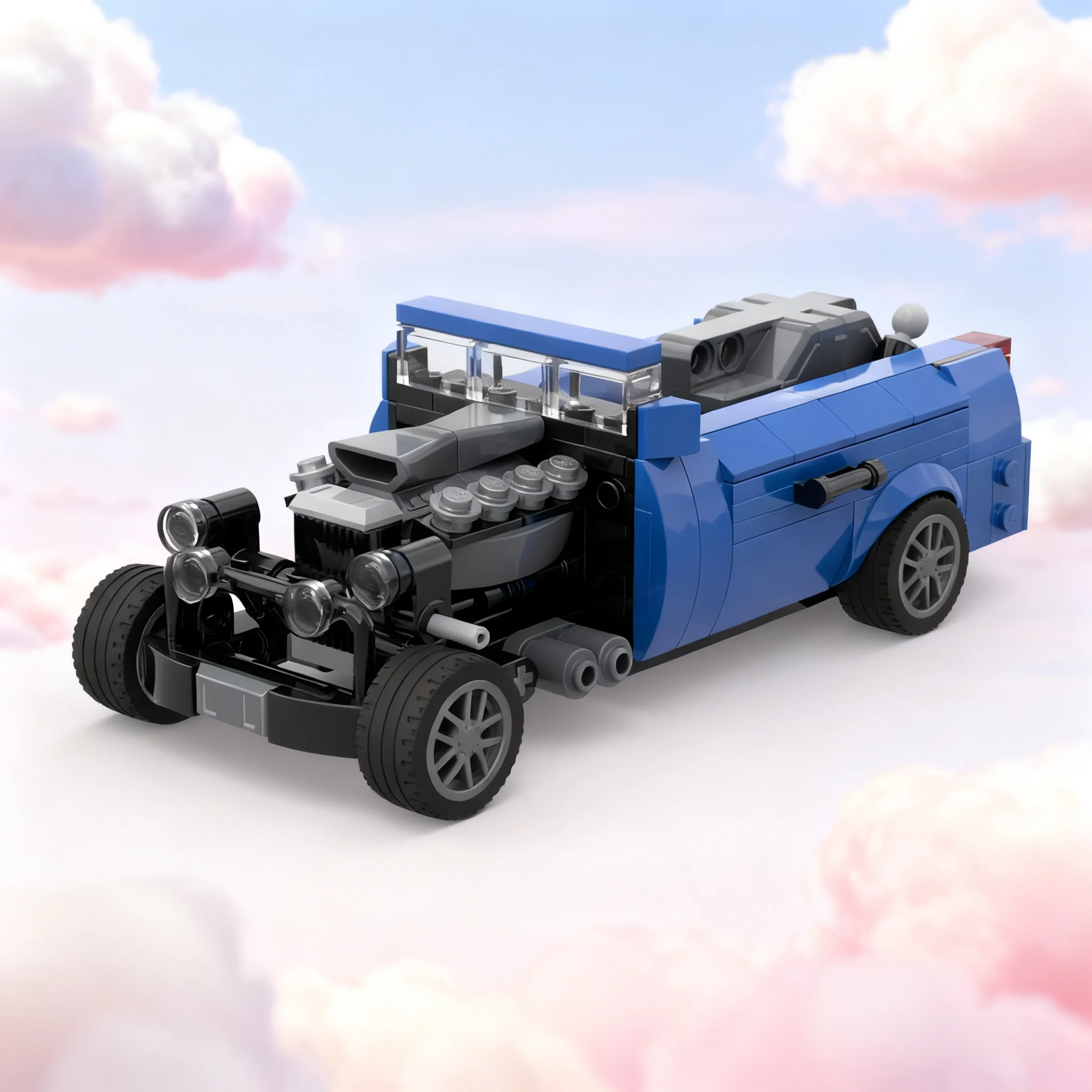 222pcs MOC Mercury Pull-Back Hotrod Cars Model Building Blocks Christmas Gifts Architecture Toys 3D Creative Birthday Assemble