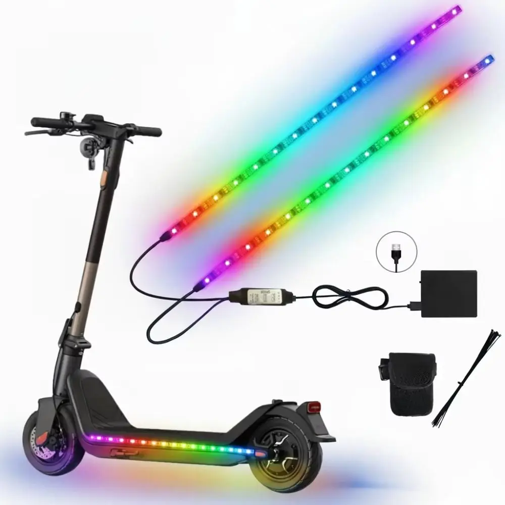 Criativo alimentado por bateria scooter luzes led multi-cor sonho cor rgb tira de luz diy luzes subbrilhantes equitação noturna