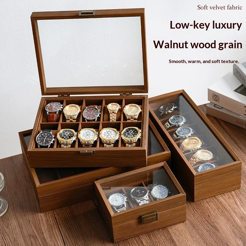 Black Walnut Wood Grain Watch Storage Box Watch Placement Box Luxury Wooden Watch Box Home Use Watch Collection Case