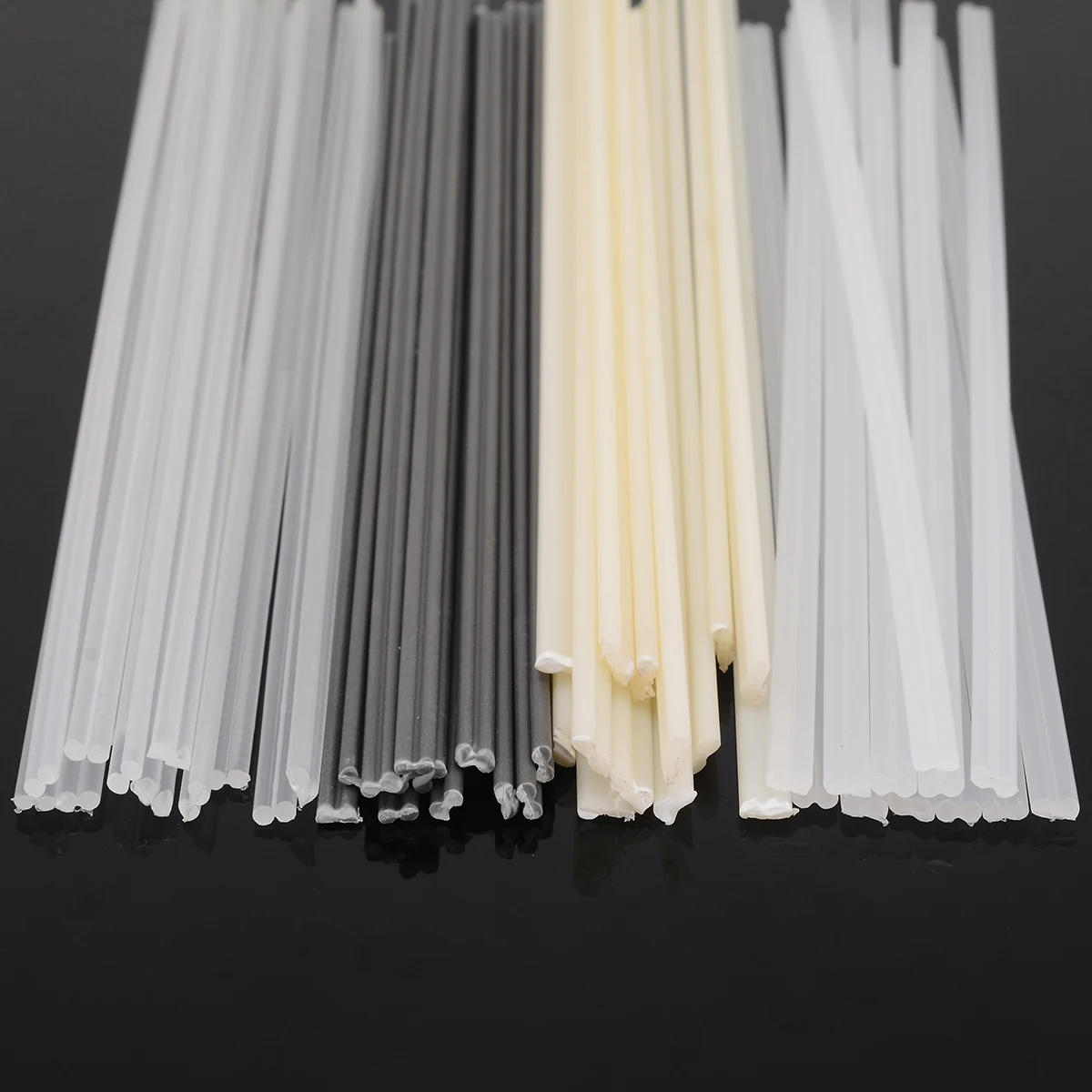 50pcs Plastic Welding Rods Bumper Repair ABS/PP/PVC/PE Welding Sticks Welding Soldering Supplies Grey White Black Beige Color