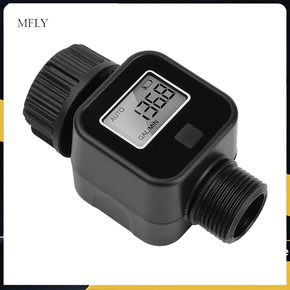 Digital LCD Water Flow Meter Garden Irrigation Hose Flow Sensor Battery Powered 0.5‑8Bar GPM LPM Instant Usage Recorder