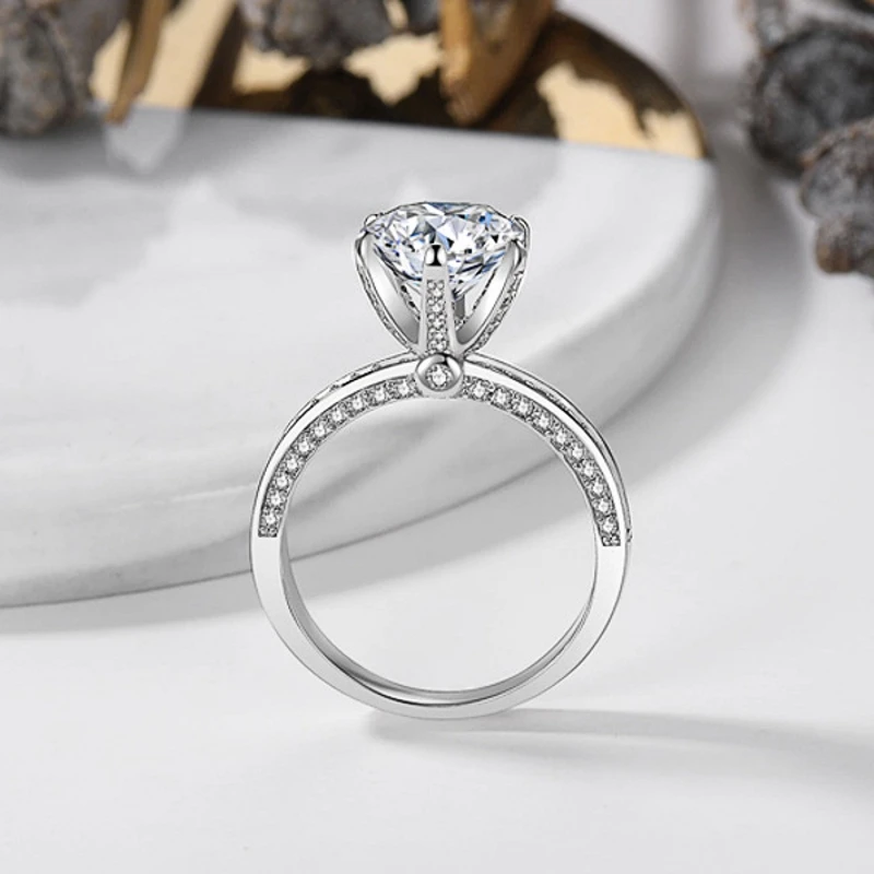 Wedding Rings For Women White 10mm Diamond Fashion Jewelry 925 Sterling Silver Party Engagement Marriage Accessories