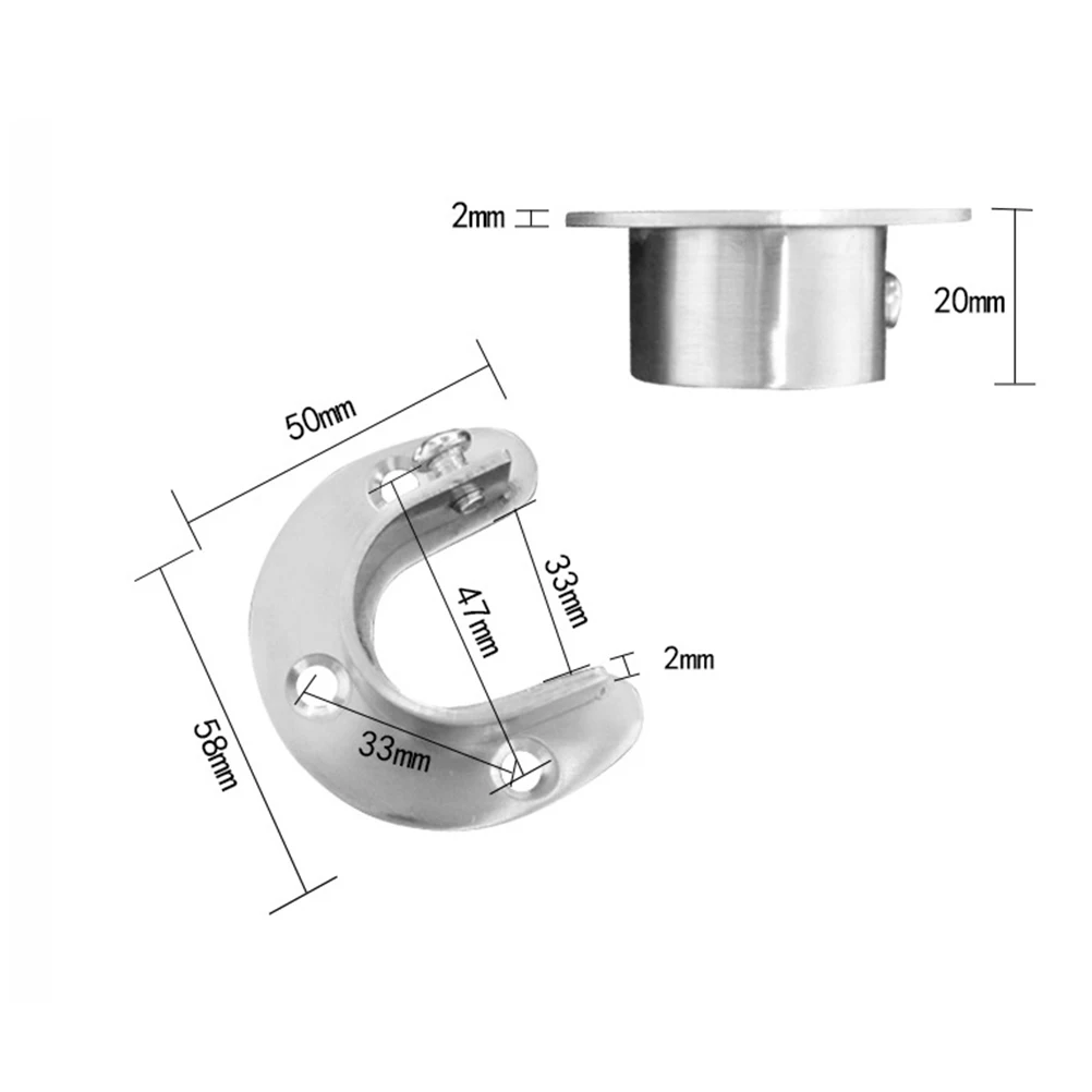 

4pcs Stainless Steel Hanging Rod Holder 32Mm Wardrobe Tube Closet Pole Sockets Flange Mount Support Bracket Hardware