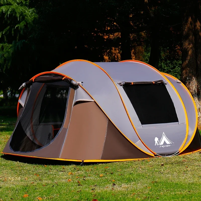 3-4Persons Pop Up Throw Tent Automatic Waterproof Large Space Family Outdoor Camping Portable Tourist Self-driving BBQ Equipment