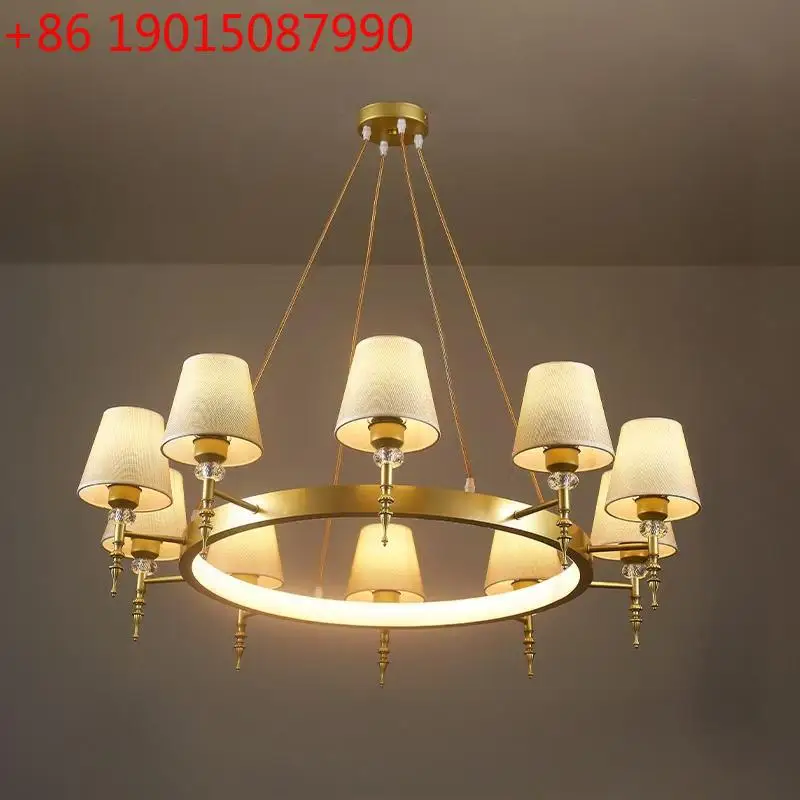 

Основной светильник для гостиной, современный простой светильник для защиты глаз в спальне, ретро-столовая тканевая люстра для кабинета
