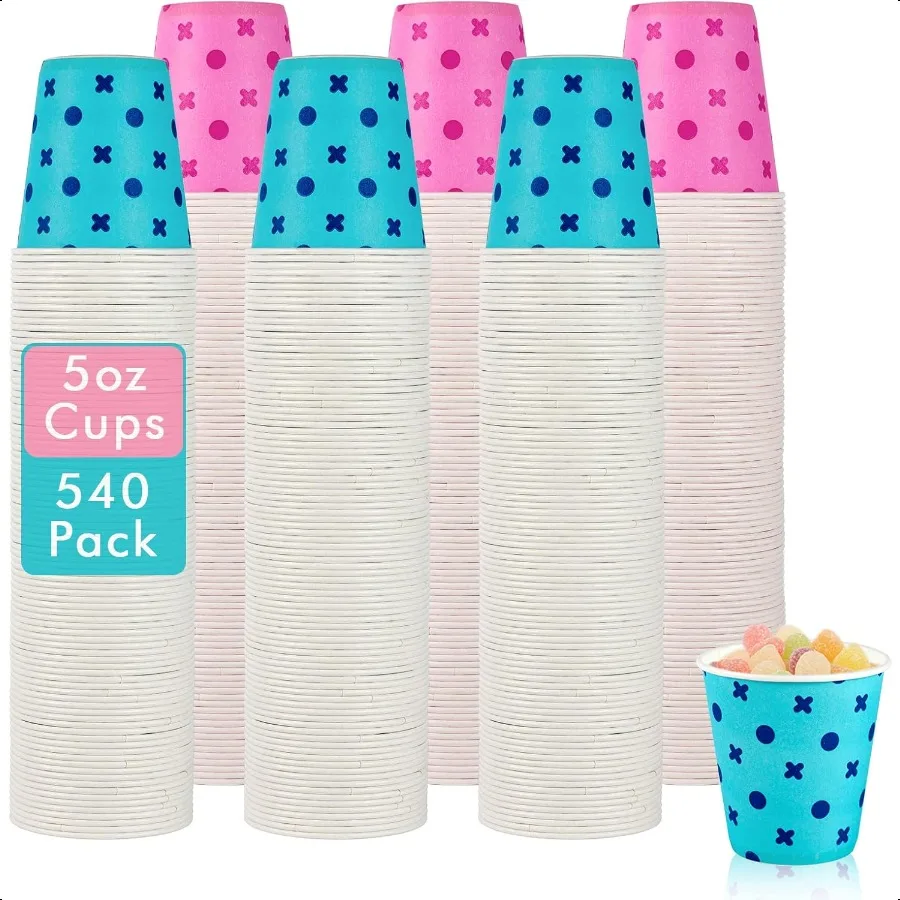 

LITOPAK 540 Pack 5 oz Paper Cups Pink and Blue Paper Snack Cups Small Mouthwash Mugs for Home Bathroom Picnic Party and Event