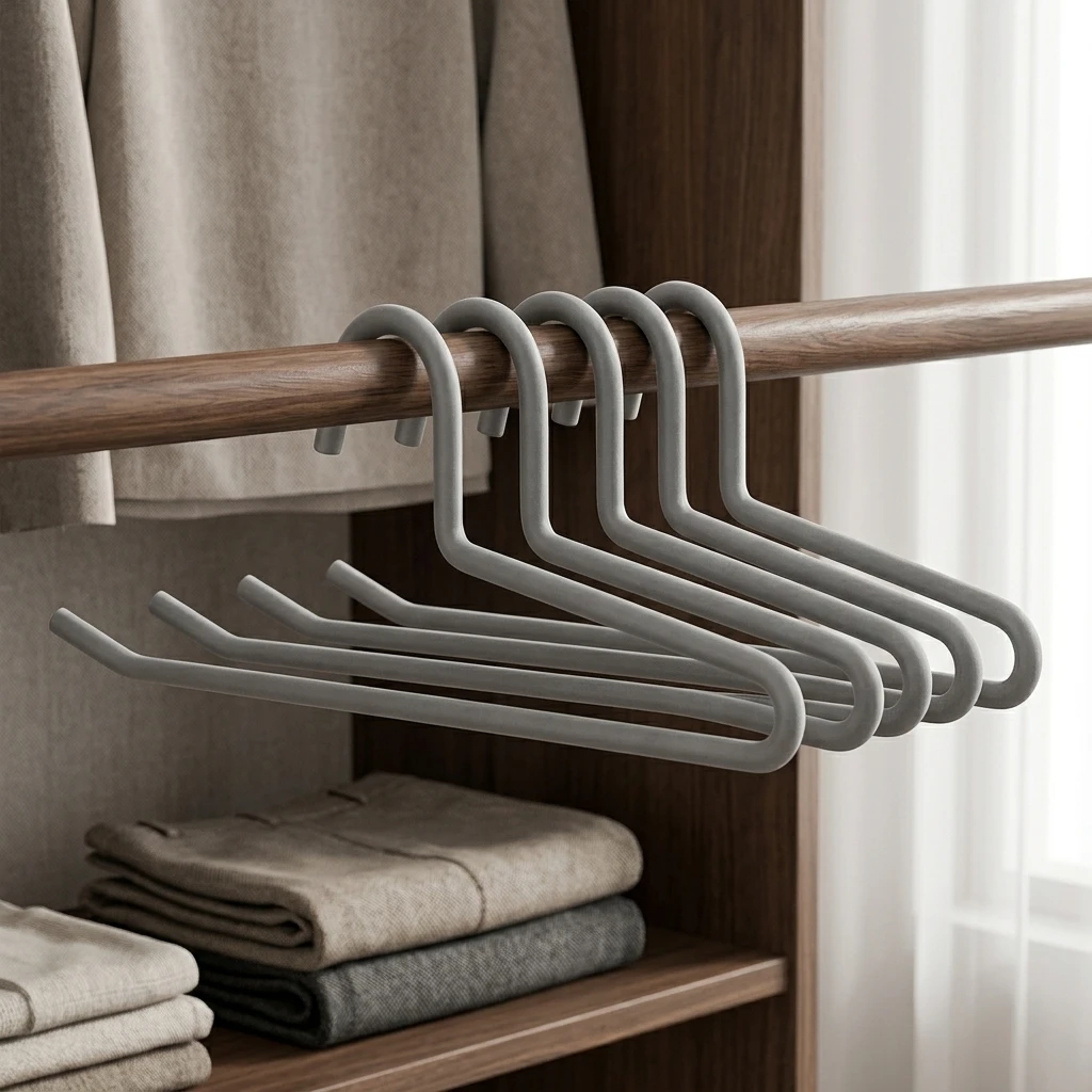 Space Aluminum Pants Hangers Short Goose Neck Anti Slip Non Marking Swivel Hook For Closet Storage Home 5PCS