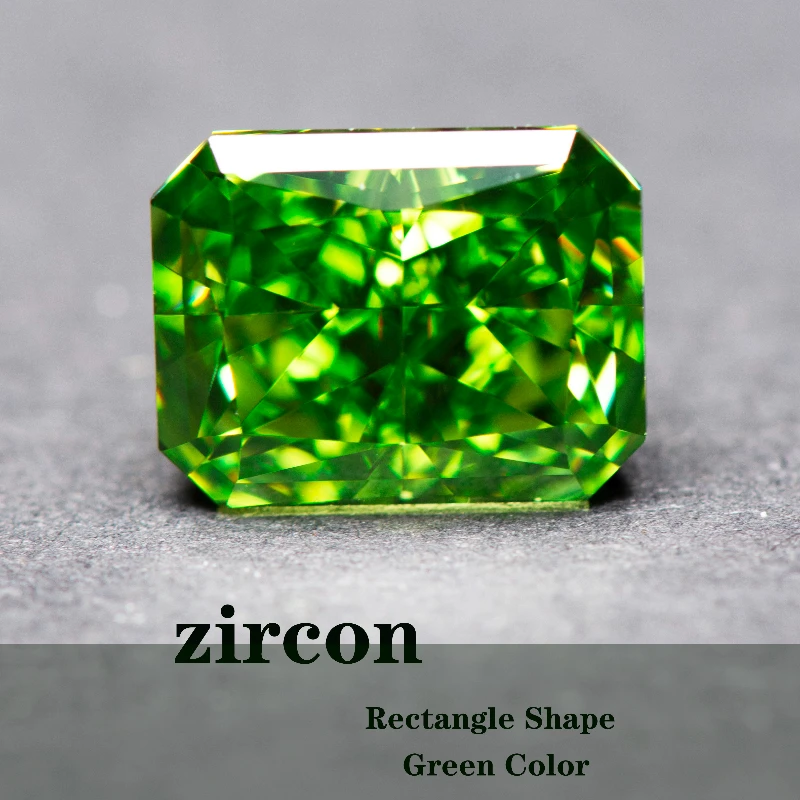 

Cubic Zirconia Radiant Shape Green Color 4k Crushed Ice Cut Charm Beads for DIY Jewelry Making Necklace Earrings Main Materials