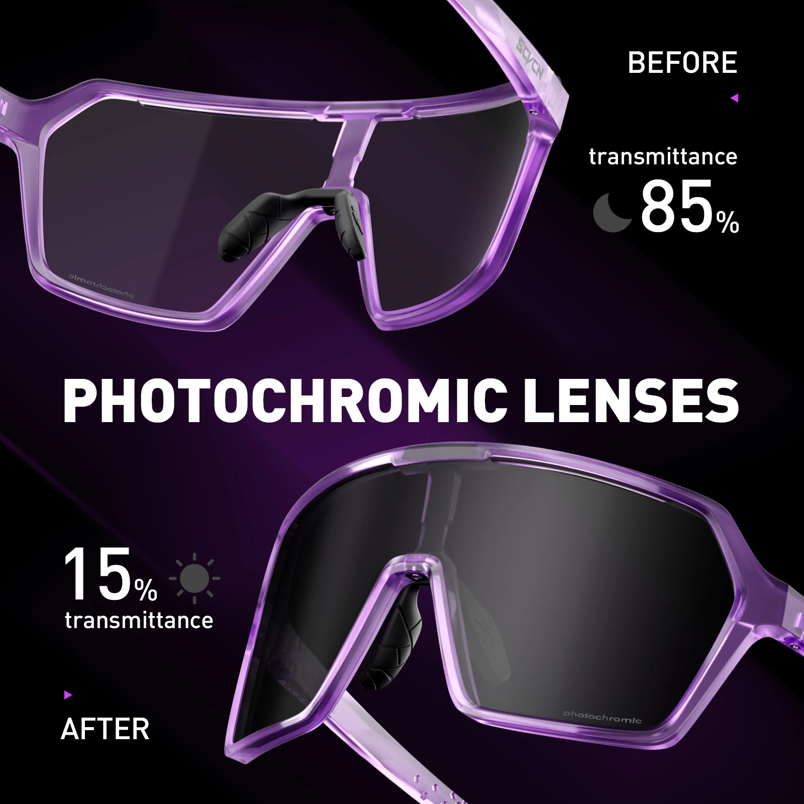 SCVCN fotochromowe okulary przeciwsłoneczne moda kolarstwo Outdoor Sports okulary rowerowe męskie MTB okulary wędkarskie okulary gogle rowerowe — zdjęcie 6