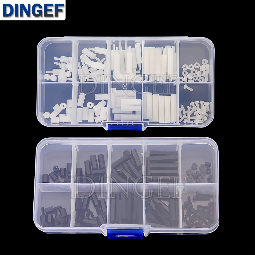 

120pcs M2 Nylon Plastic Round Head Phillips Screws Nuts Isolator Black/White