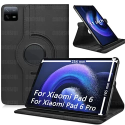 Case for Xiaomi Pad 6 / 6 Pro 11 inch Tablet 2023 Leather Protective Case with Sleep/Wake Function and 360 Rotating Stand Case