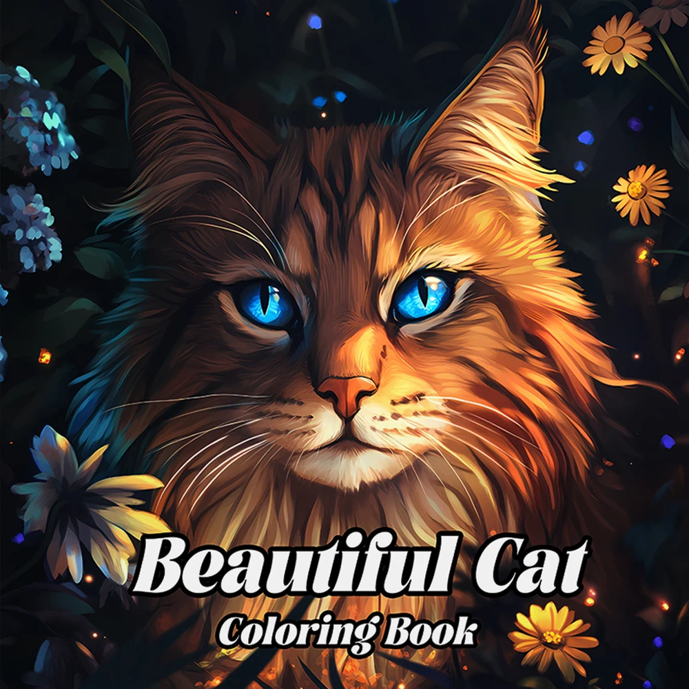 Adult Picture Book 24Pages Beautiful Cat Coloring Book Animal Patterns Gift For Holiday Birthday Party Graffiti Painting Drawing