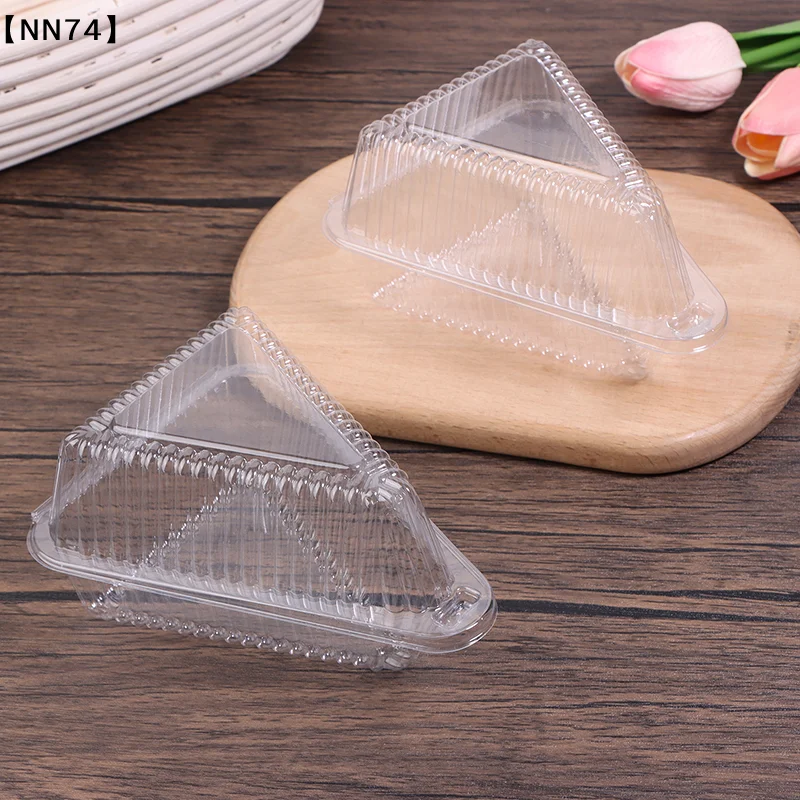 【NN74】10Pcs Cake Slice Plastic Container Clear Triangle Dessert Box Food Packing Box Stackable Fruit Cake Sandwich Holder[J]【W4】