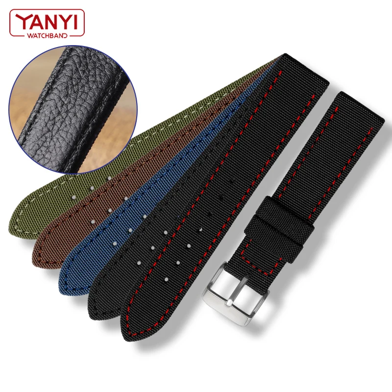 Nylon watchband for I-WC s-eiko swristband Canvas Durable Sport Watch Strap comfortable Leather bottom 16mm 18mm 20mm 22mm 24mm