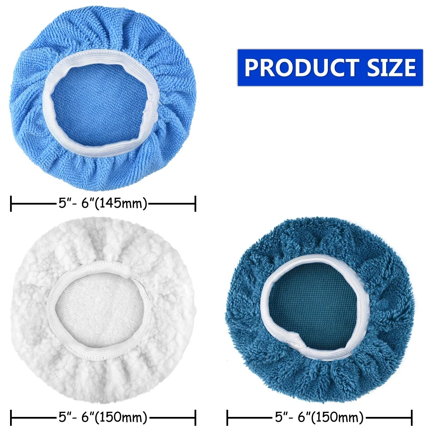 5 to 6 Inch Buffer Bonnets 4Pcs Waxers Bonnet Set Polishing Pads Buffer Bonnet Car Wax Cover for Orbital Buffer Polisher