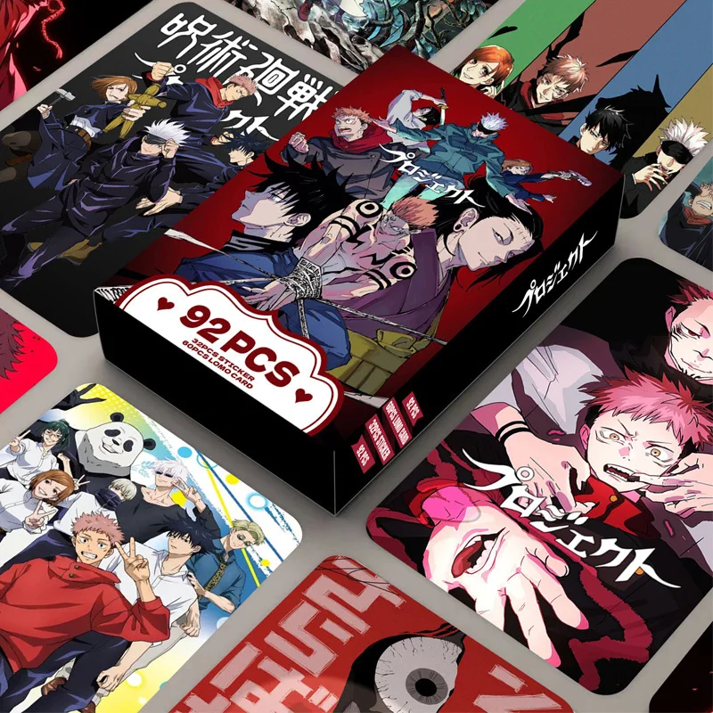 92 Pcs Cards Jujutsu Kaisen Double-Sided Cards, LOMO Cards, Anime Merchandise Box Set view 2
