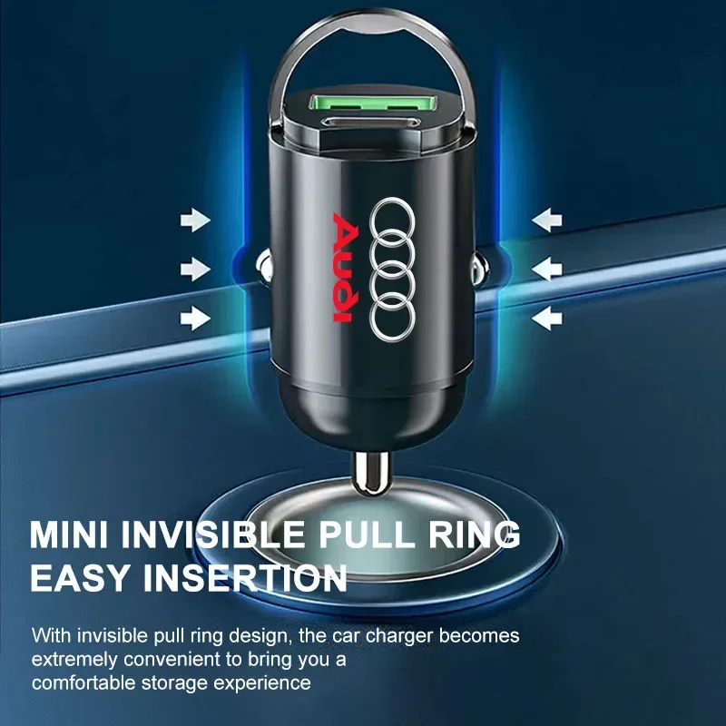 1 قطعة 100 واط/200 واط شاحن سيارة USB نوع-C محول الشحن السريع اكسسوارات السيارات لأودي A4 A3 A5 A6 A7 A8 Q3 Q5 Q7 Q8 B5 B6 B7 B8 #4