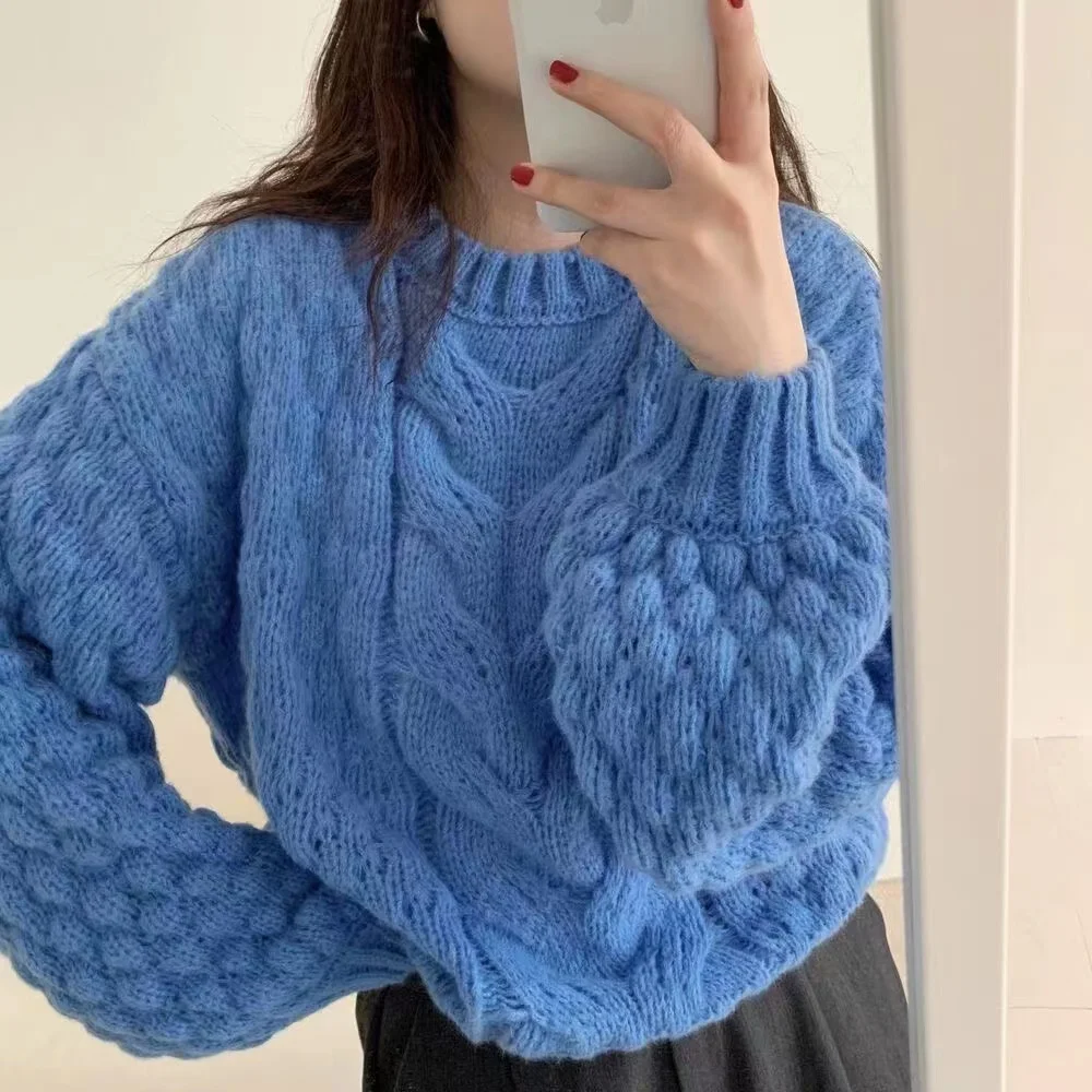 5 Colors Sweaters Women Twisted Design Chic Simple Solid Classic Knitwear Spring Ins Daily Elegant College Stylish Pullover Cozy