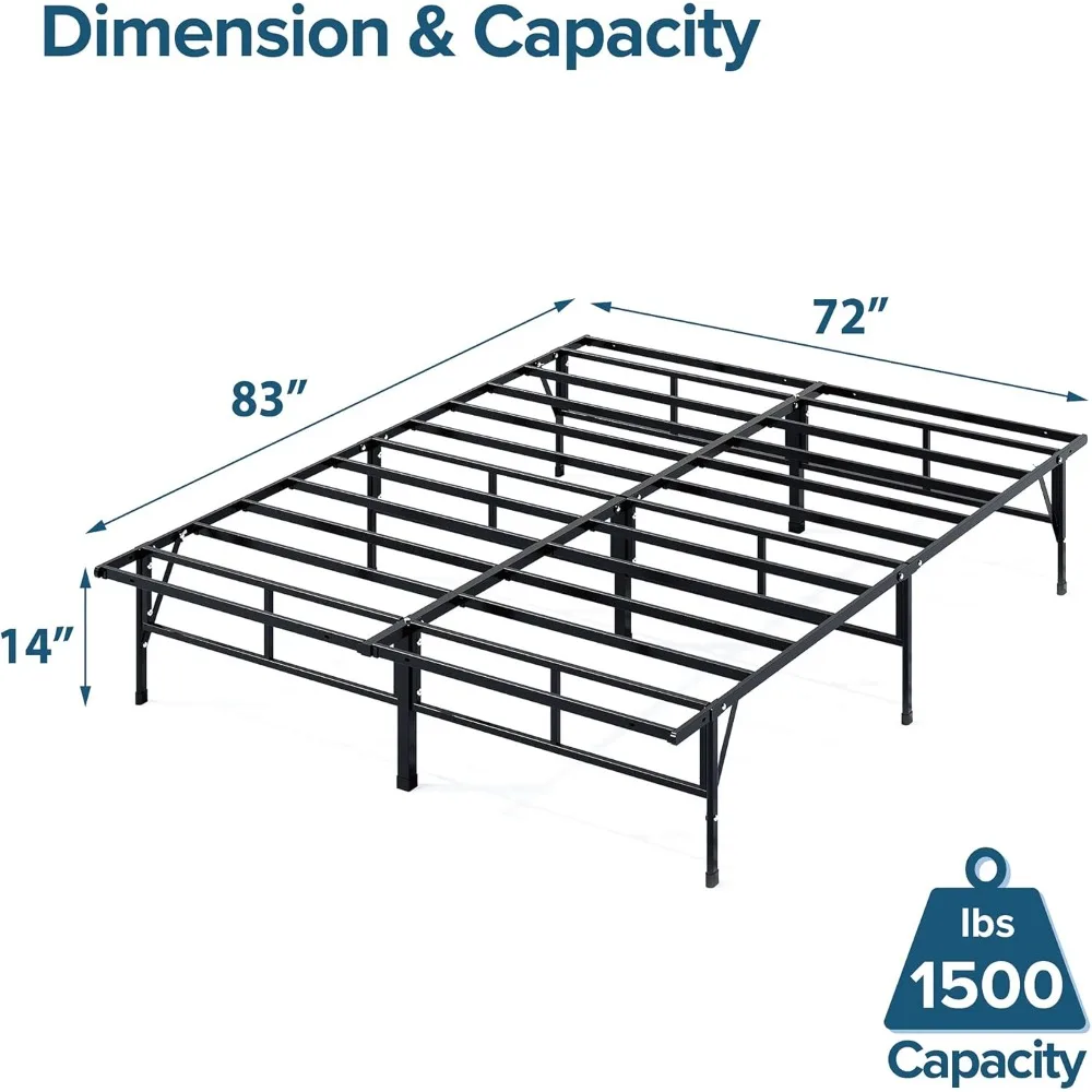 ZINUS SmartBase Compack Mattress Foundation, 14 Inch Metal Bed Frame, No Box Spring Needed, Sturdy Steel Slat Support, Californi