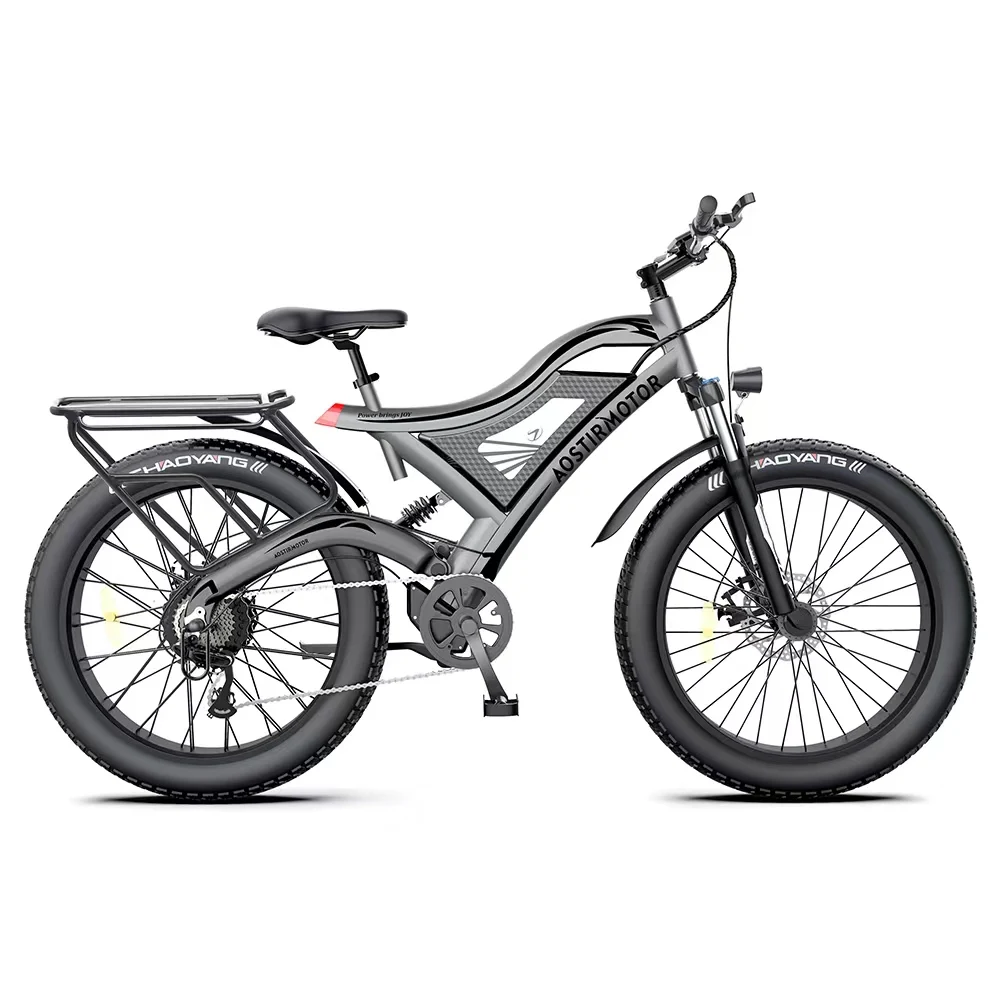 AOSTIRMOTOR 750W S18 Electric Mountain Bike 48V 15Ah Ebike 26Inch 4.0 Fat Tire Bicycle Beach Cycling For Aldult