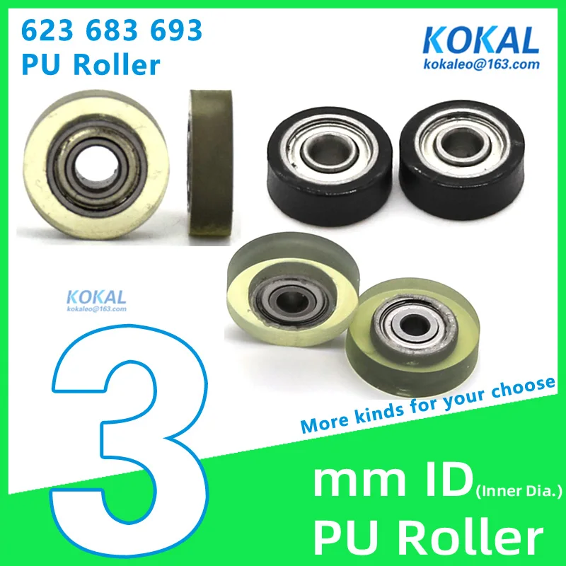 [PUd3]1PCS PU Polyurethane ball bearing roller wheel low noise 85A hardness counter roller conveyor belt inner 3mm miniszie whee