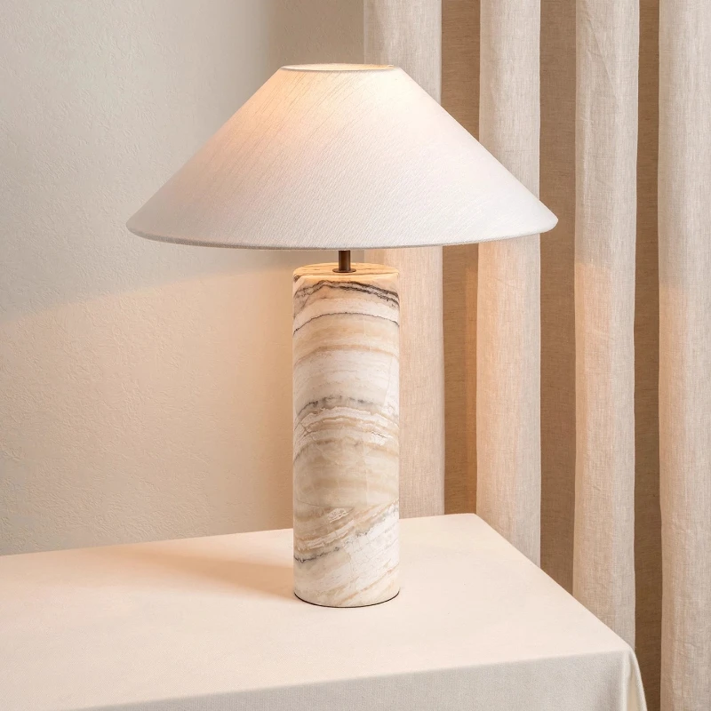 

Denmark Design Luxury Marble Table Lamps LED E27 White Fabric Art Decorative Desk Lights Living Room Bedroom Restaurant Studio
