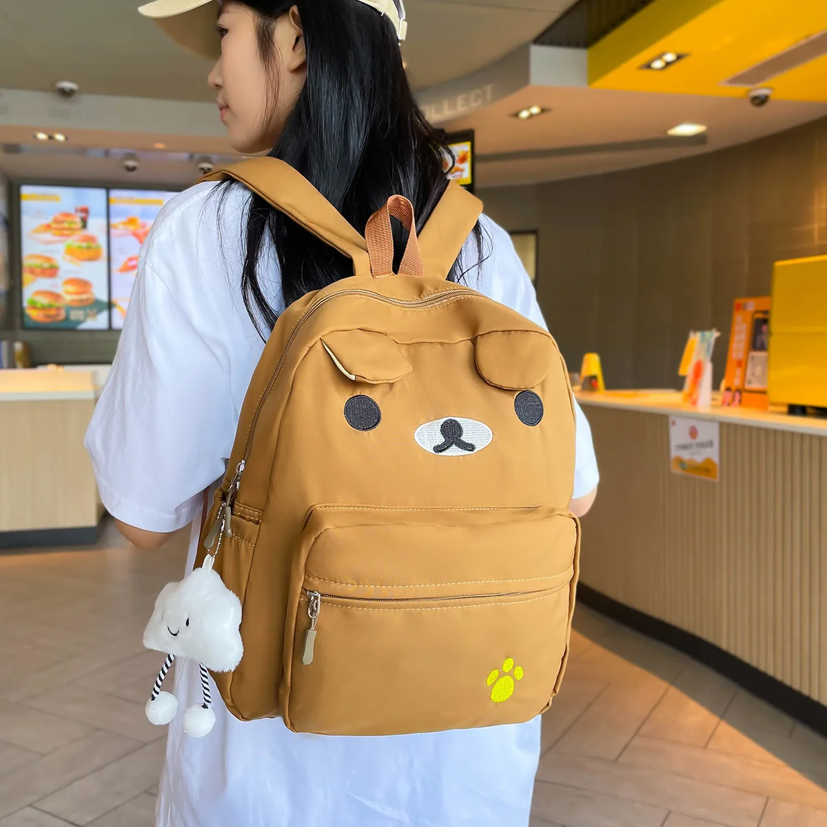 

Ins Cartoon Bear Backpack Cute Lightweight Student School Bag Playful Versatile Soft Girl Casual