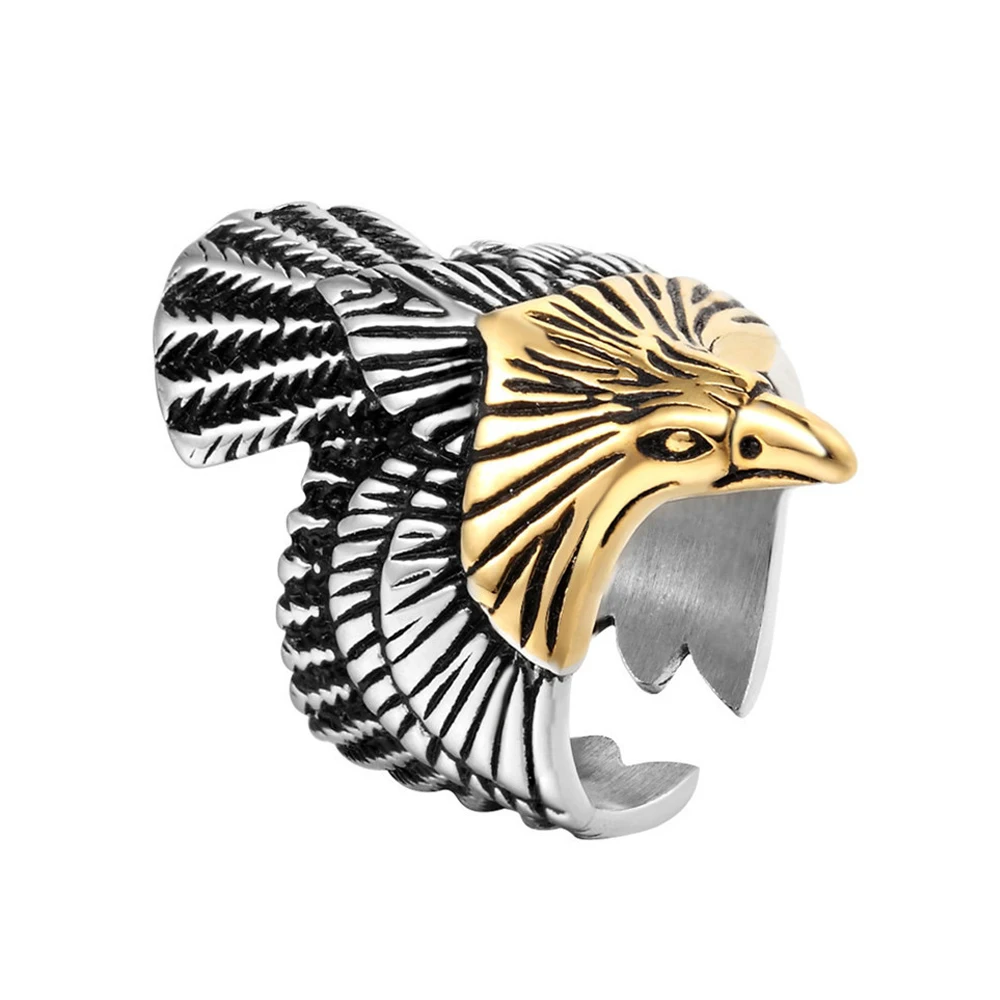 Mode Vintage Edelstahl Fliegen Adler Ring Für Männer Frauen Punk Biker Einzigartige Tier Ringe Amulett Schmuck Geschenke Großhandel