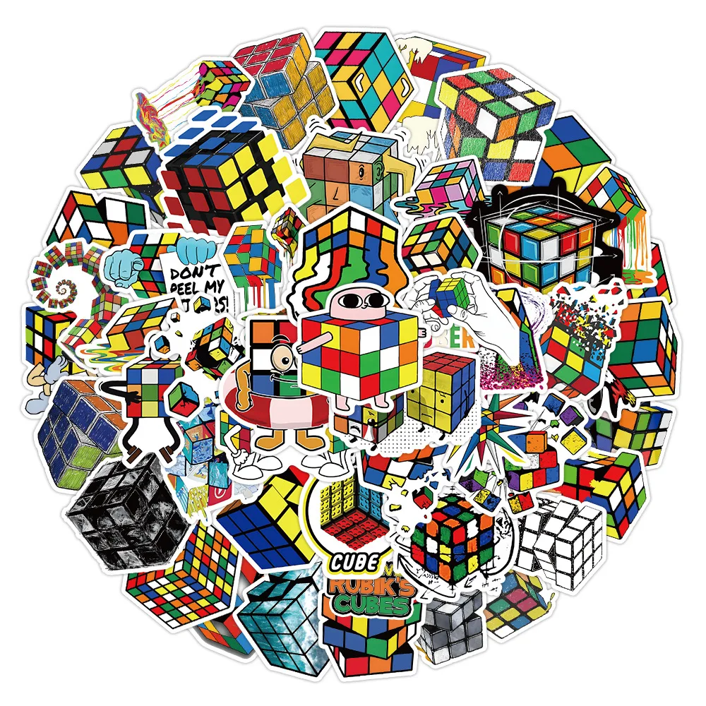 50Pcs/set Cute Rubik's Cube Waterproof Graffiti Stickers for Wall Laptop Phone Case Luggage Skateboard DIY Guitar