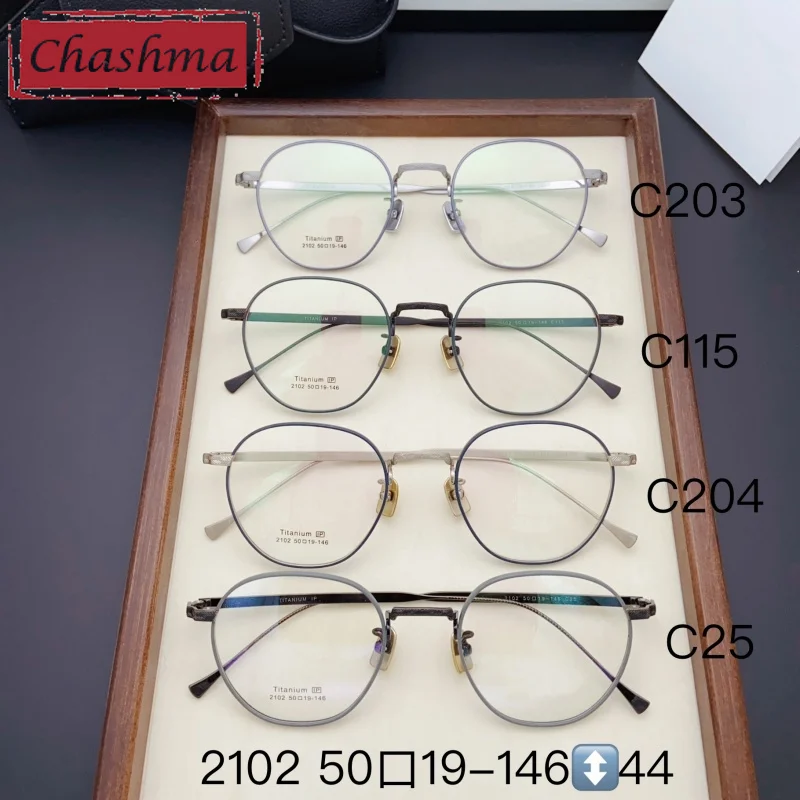 

Chashma Pure Titanium Round Frame Glasses High End No Peeling No Fading Gafas Retro Men Eyeglass for Prescription Lenses Women