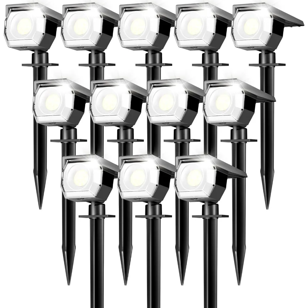 

12 Pack Solar Spotlights Outdoor Waterproof, 3 Modes Auto On/Off for Garden Pathway Lighting